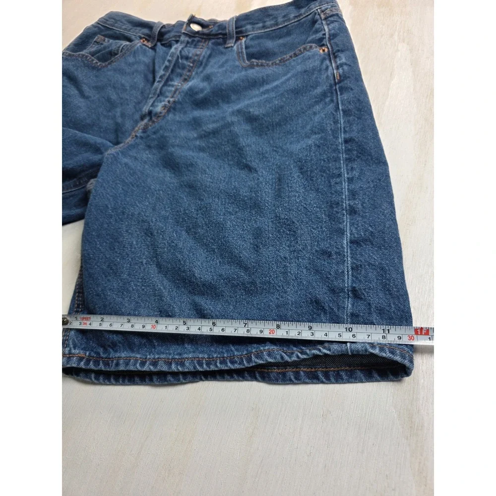 Old Navy Baggy Denim Shorts Womens 8 Mid-Rise Blue Medium Wash Y2K Grunge 8 Inch